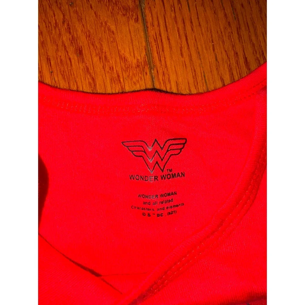 Wonder Woman Baby Girl Footed Sleepsuit Pajamas Red Blue Stars 6-9 Months
